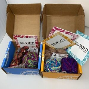 Darn Good Yarn Lot of 5 Multicolor Tweed Lace Weight Silk Twist Booklets Box